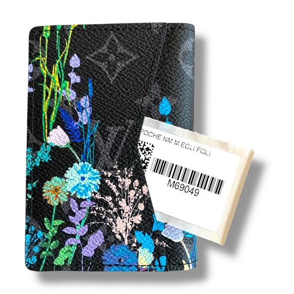 NWT Louis Vuitton Pocket Organizer Monogram Eclipse Foliage Black Floral Boxed - Picture 15 of 16